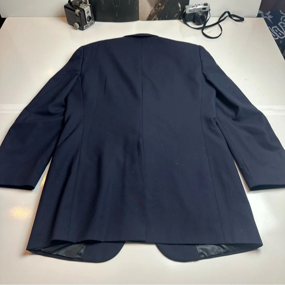 Burberry Heritage Navy Wool Blazer with Gold Buttons Late 90s–Early 2000s